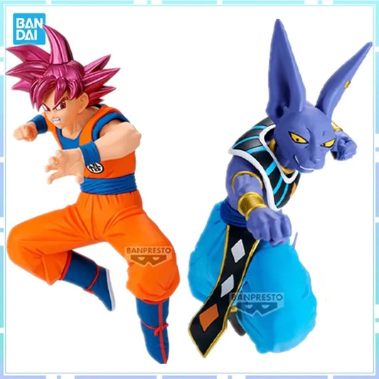 Bandai Original Banpresto Anime Dragon Ball Match Makers Super Saiyan God Goku Beerus PVC Action Figure Collectible Model Toys